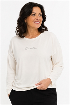 Hvid bluse fra Green Jeans med motiv i sten - kun str. 2XL/3XL